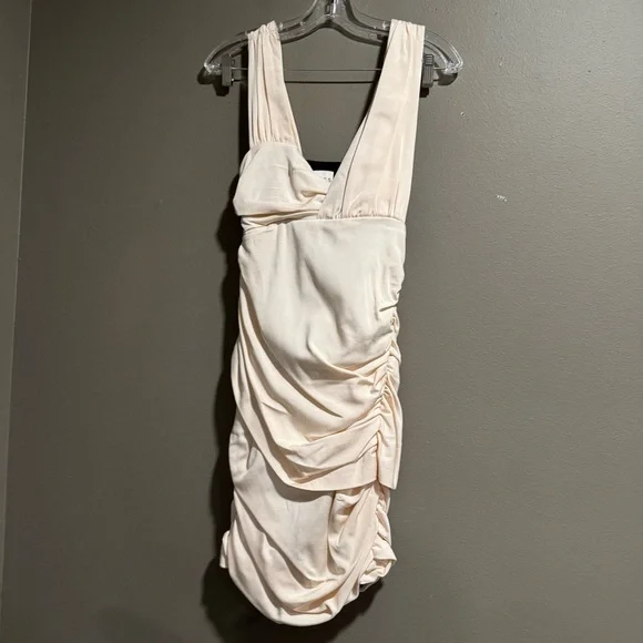 Reiss | Dresses | Reiss Cream Asymmetrical Ruched Mini Dress Size 4 |  Poshmark